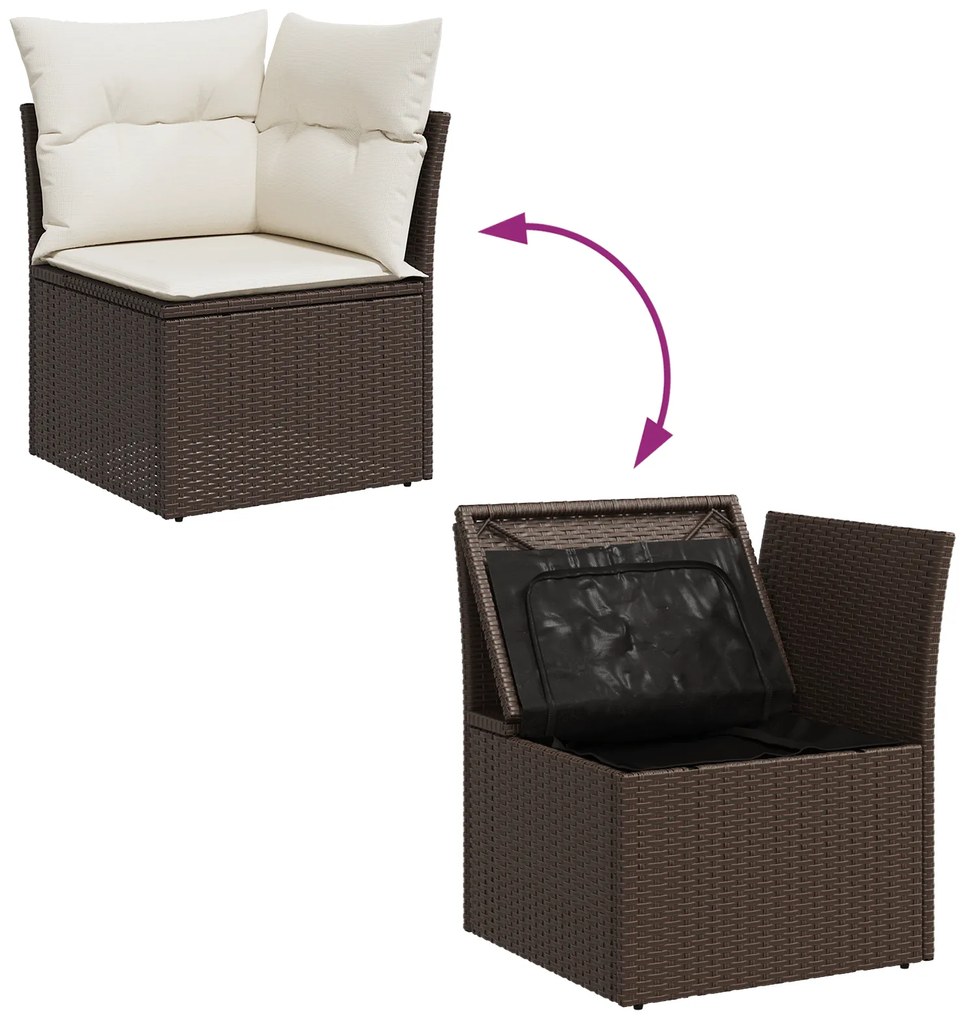Conjunto de Jantar de Jardim de 8 Peças com Almofadas Cinza Rattan Pol