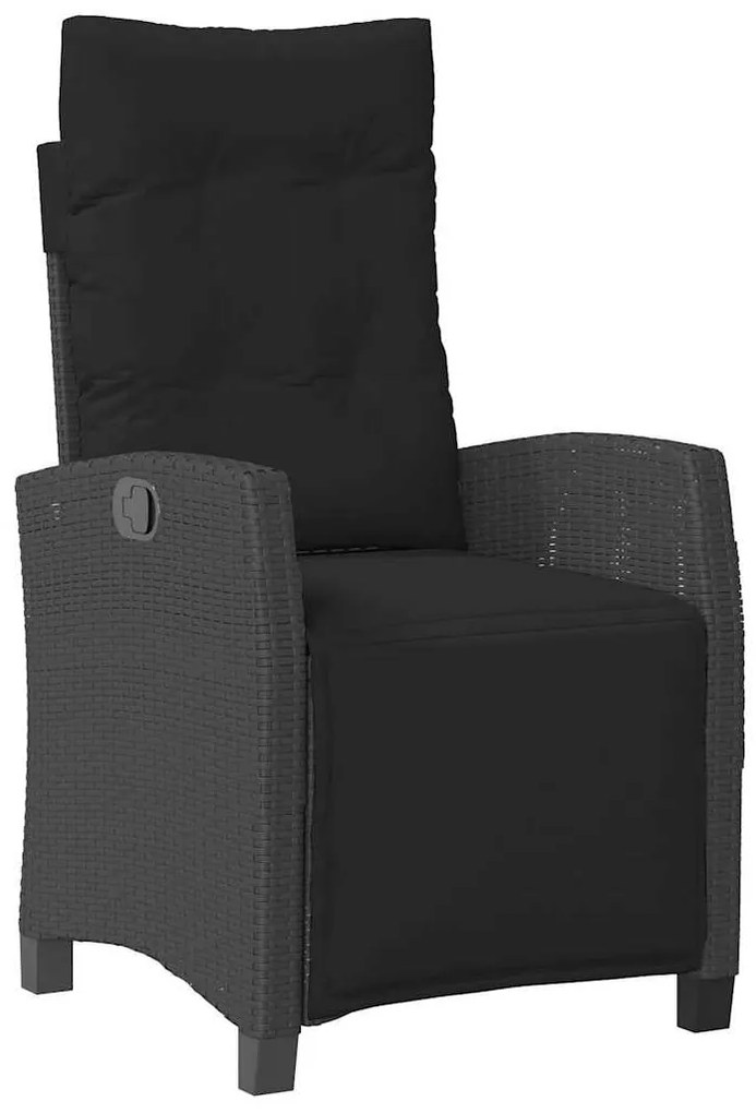 Conjunto de Jantar de Jardim 5 Peças Preto em Rattan e Poliéster