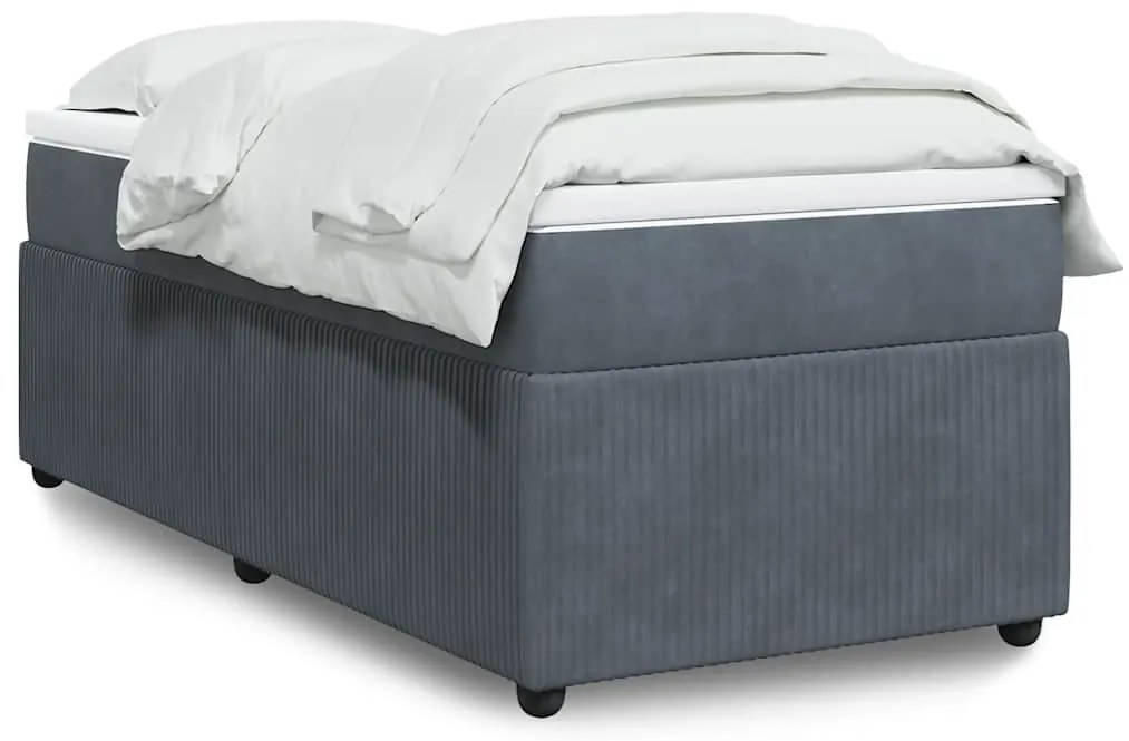 Cama com molas/colchão 80x200 cm veludo cinza-escuro