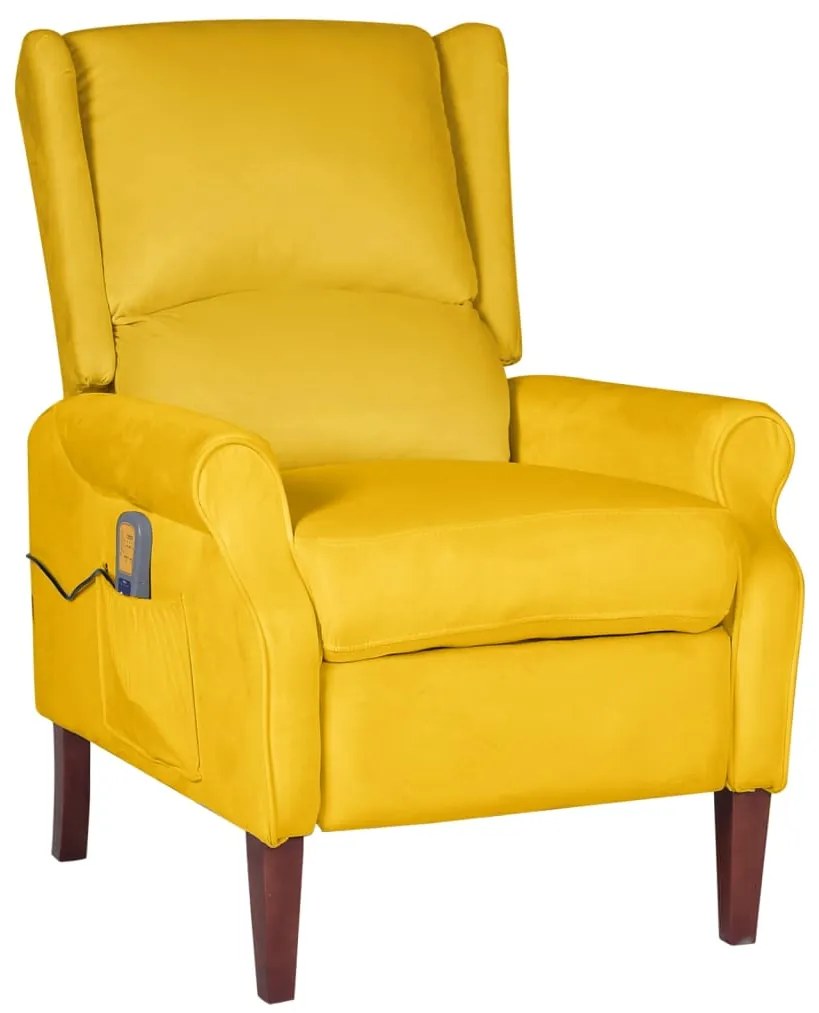 329297 vidaXL Poltrona de massagens reclinável veludo amarelo