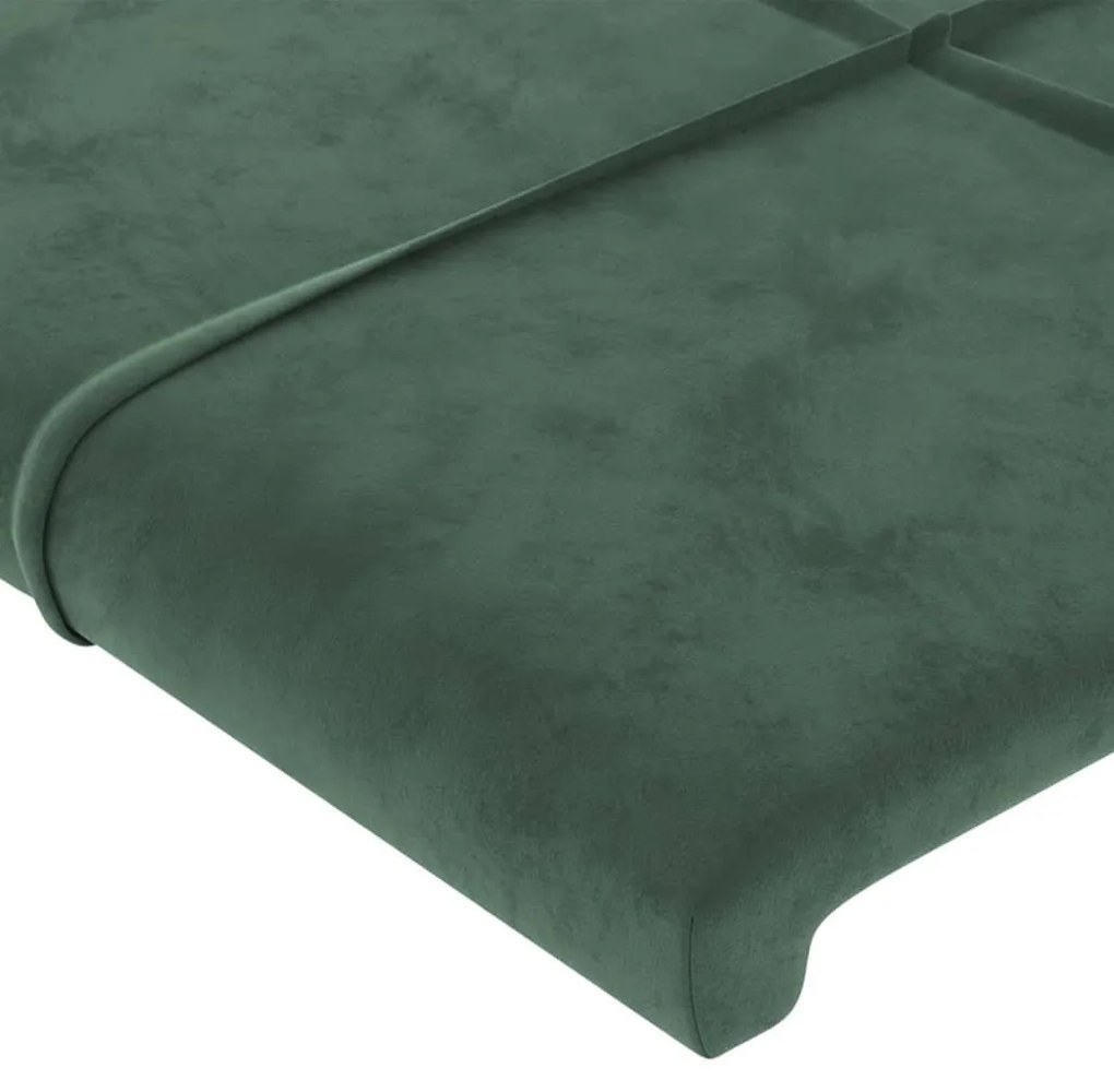 Cabeceira de cama c/ luzes LED veludo 80x5x78/88cm verde-escuro