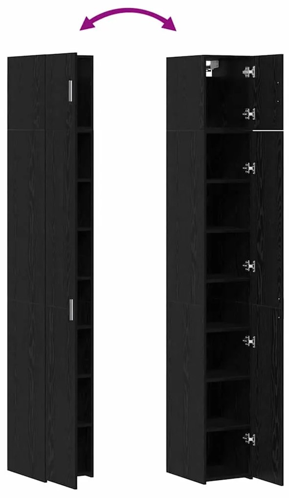 Armário de Armazenamento Slim vidaXL Carvalho Preto 30x42.5x225 cm Mad