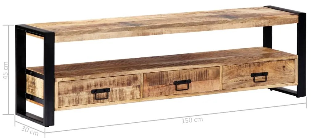 Móvel de TV 150x30x45 cm madeira de mangueira maciça
