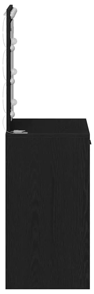 Mesa de Maquilhagem com Luzes LED Carvalho Preto 50x41x135 cm