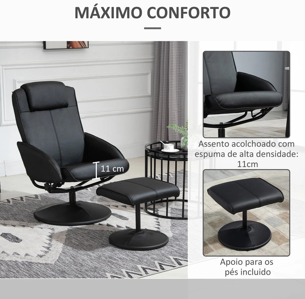 Poltrona Relax Reclinável até 145° com Banco de Apoio para os Pés Polt