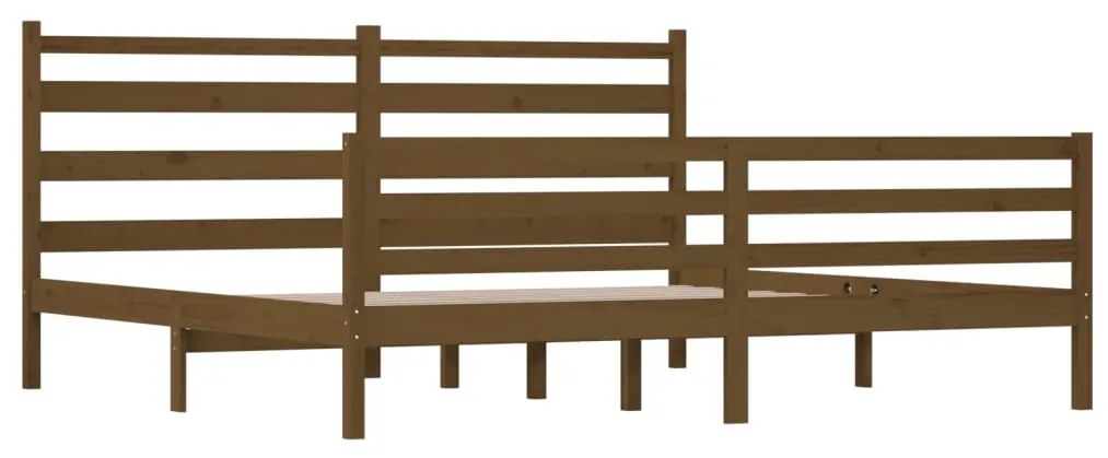 Estrutura de cama 200x200 cm pinho maciço castanho mel