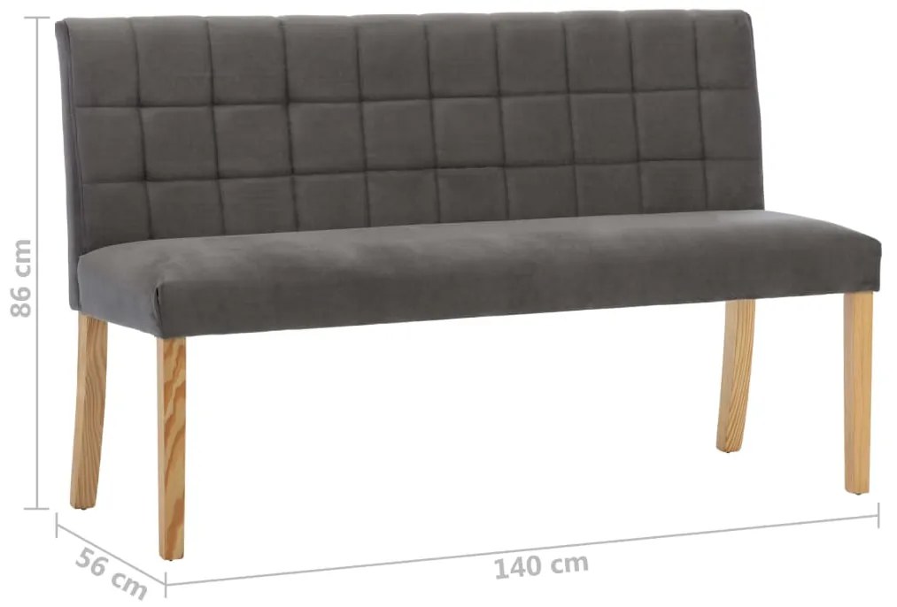 Banco 140 cm veludo cinzento