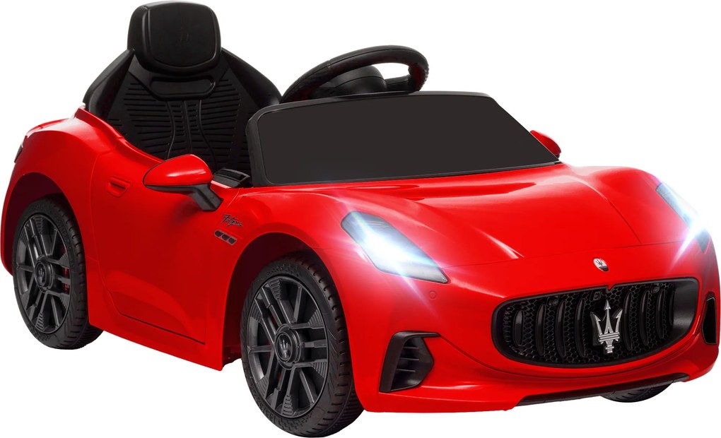 AIYAPLAY Carro Elétrico para Crianças Maserati Gran Turismo Folgore 12V Controlo Remoto Faróis Buzina e Música MP3 98x59x43 cm Vermelho | Aosom Portugal