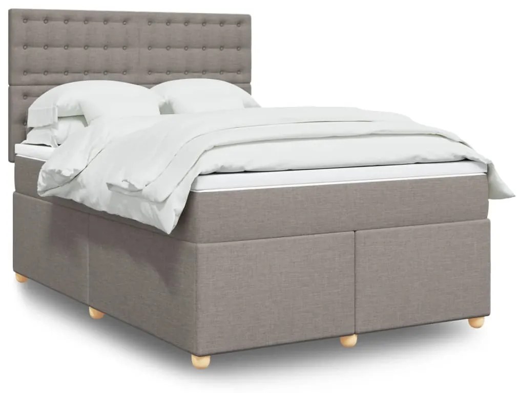 Cama com molas/colchão 140x200 cm tecido castanho-acinzentado