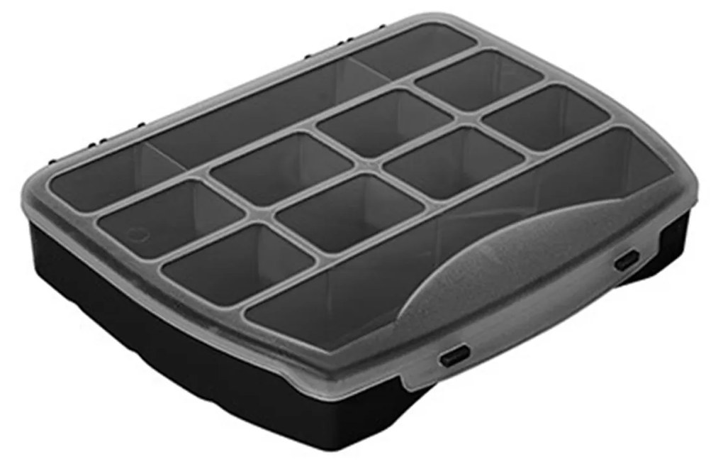 Caixa Organizadora Dividida Plástico Preto 25X20X4cm