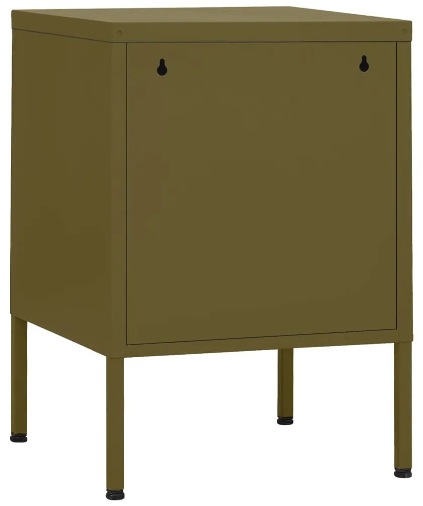 Mesa de cabeceira aço 35x35x51 cm verde-azeitona
