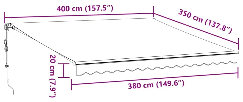 Toldo retrátil automático 400x350 cm bordô