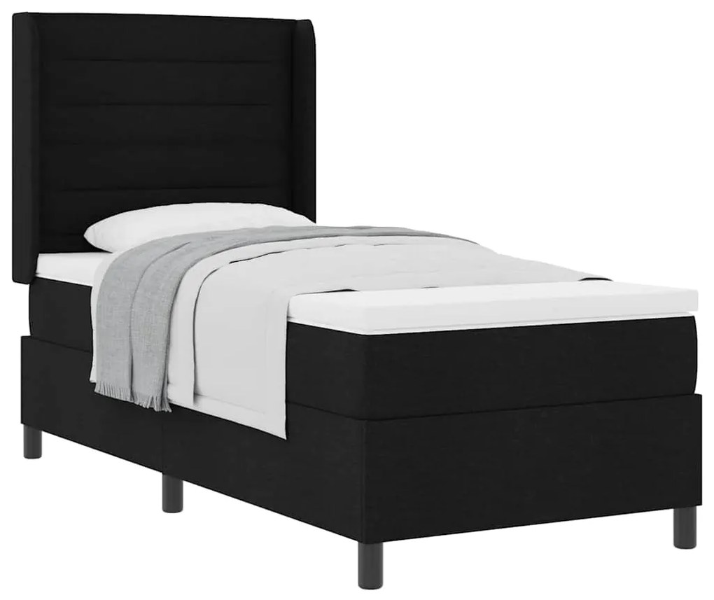 Cama Box com Colchão Preto 80 x 200 cm em Tecido