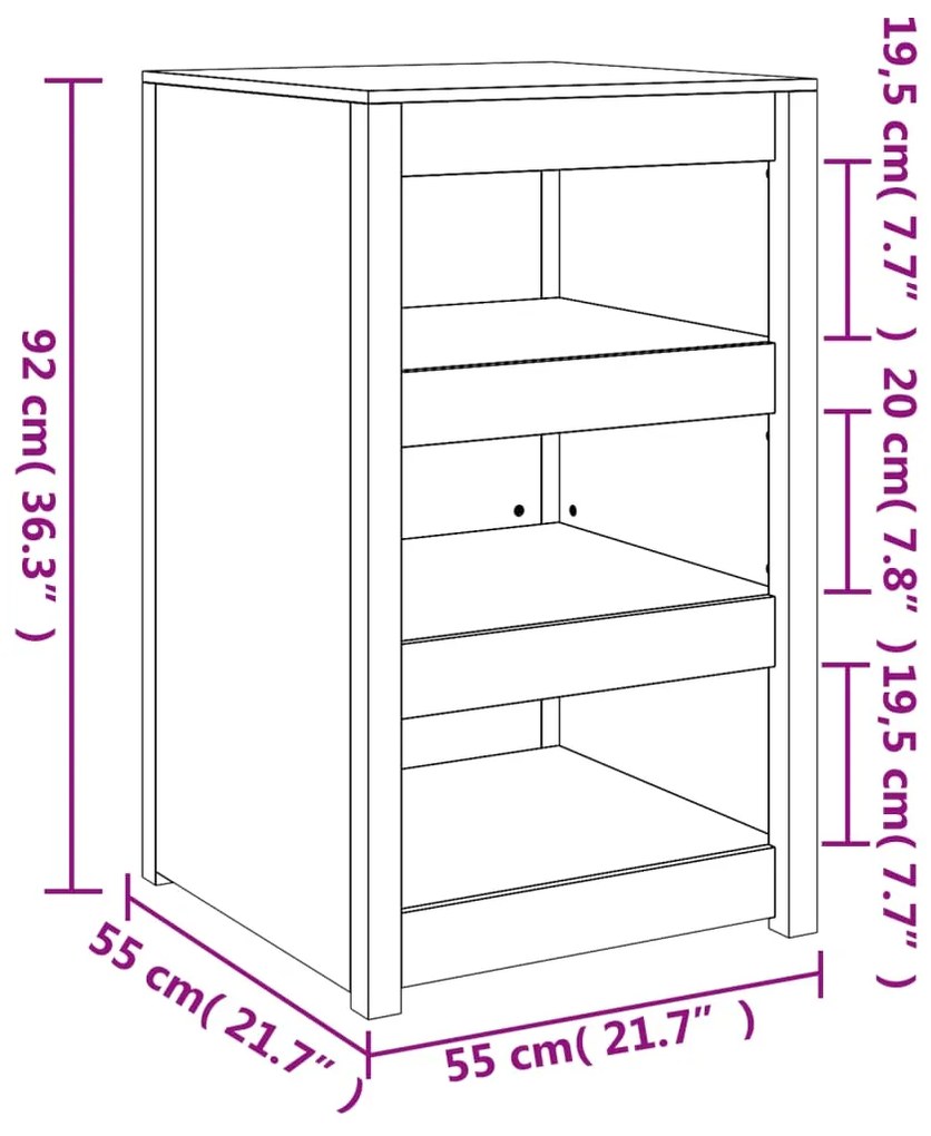 Armário de cozinha p/ exterior 55x55x92 cm pinho maciço branco