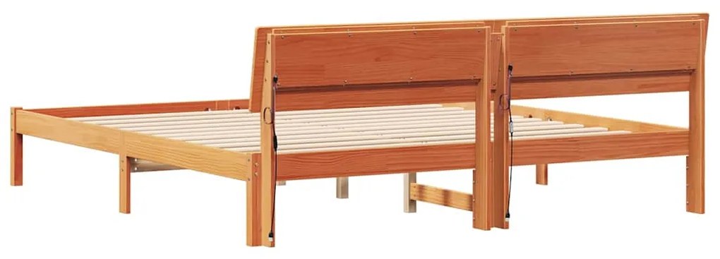 Estrutura da Cama Castanho 200 x 200 cm Madeira maciça