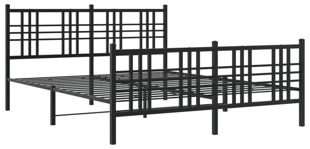 Estrutura de cama com cabeceira e pés 150x200 cm metal preto
