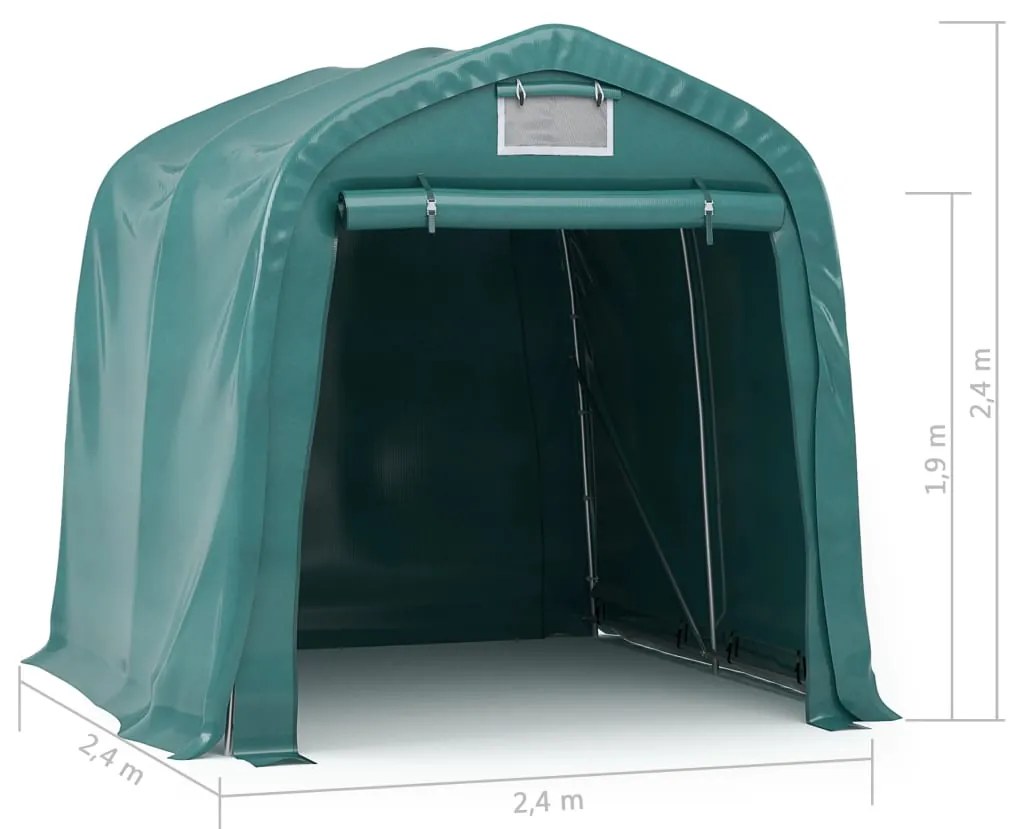 Tenda de garagem em PVC 2,4x2,4 m verde