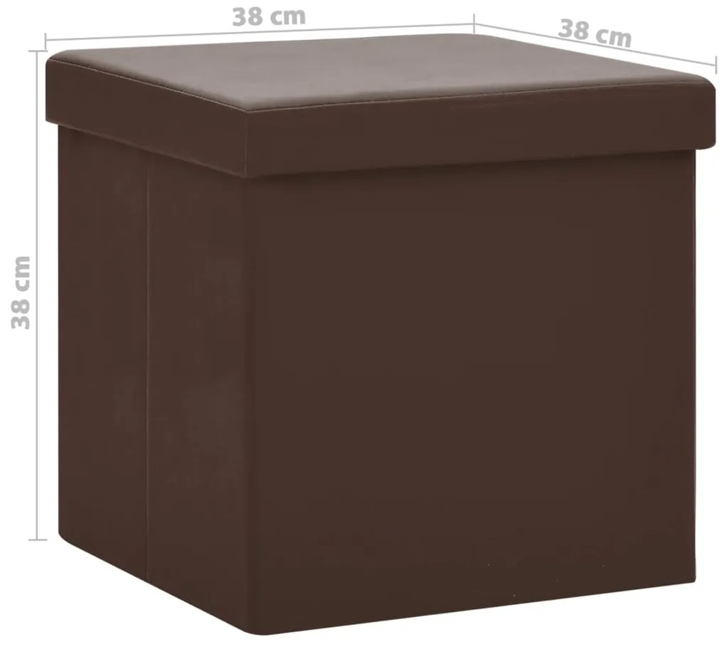 Bancos de arrumação dobráveis 2 pcs PVC castanho