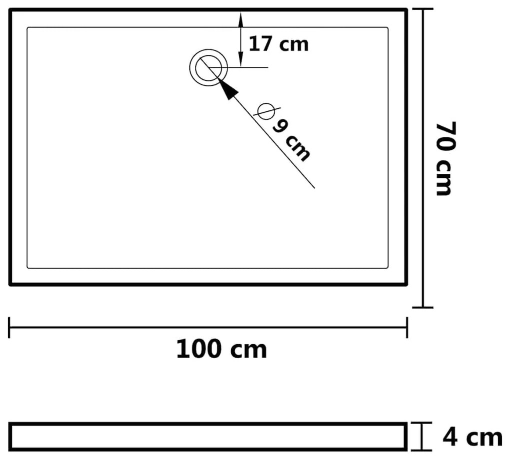 Base de chuveiro retangular 70x100 cm ABS preto