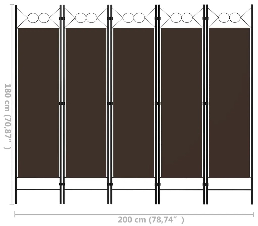 Divisória de quarto com 5 painéis 200x180 cm castanho