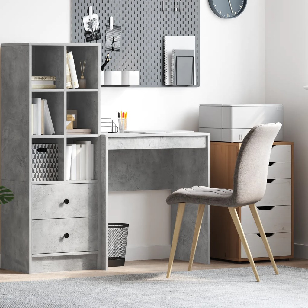 vidaXL Secretária de computador Cinza betão