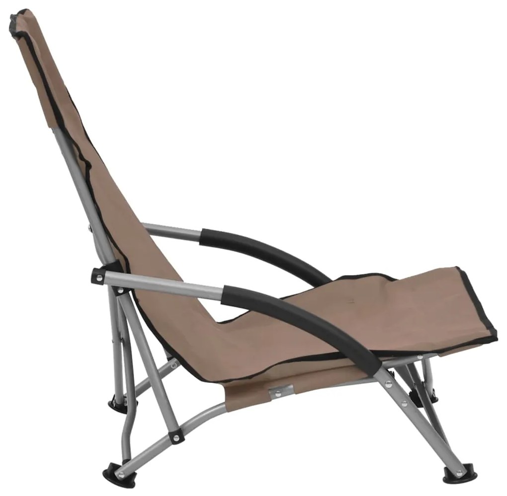 Cadeiras de praia dobráveis 2 pcs tecido cinzento-acastanhado