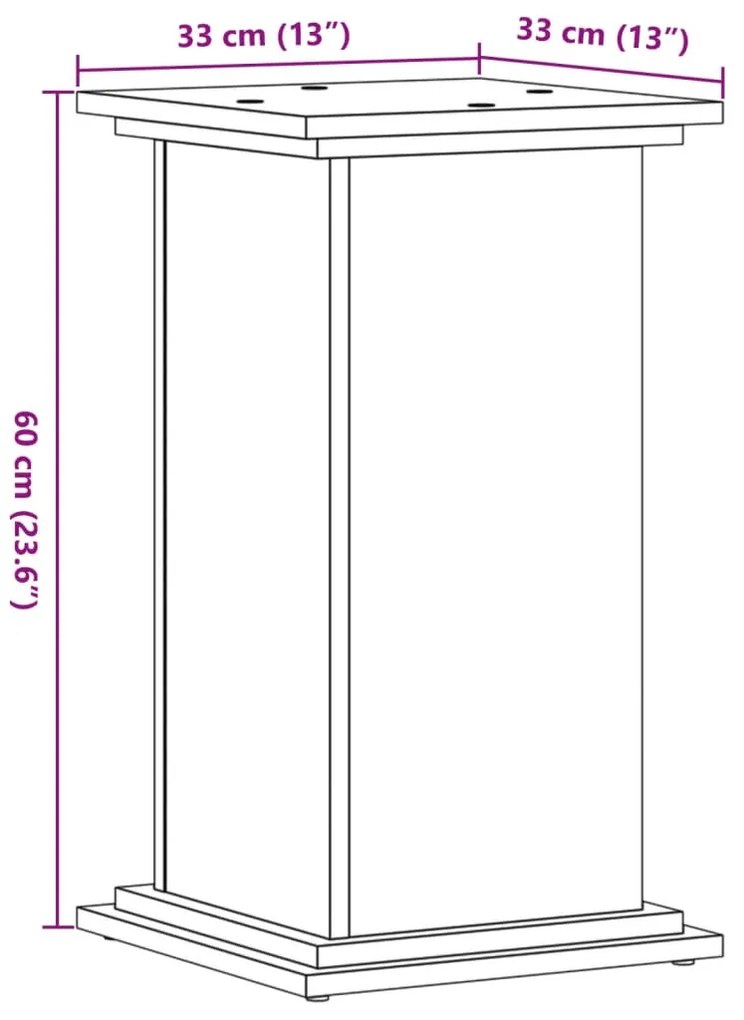 Suporte para plantas 33x33x60 cm derivados de madeira branco