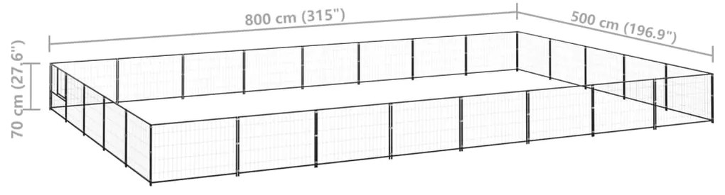 Canil para cães 40 m² aço preto