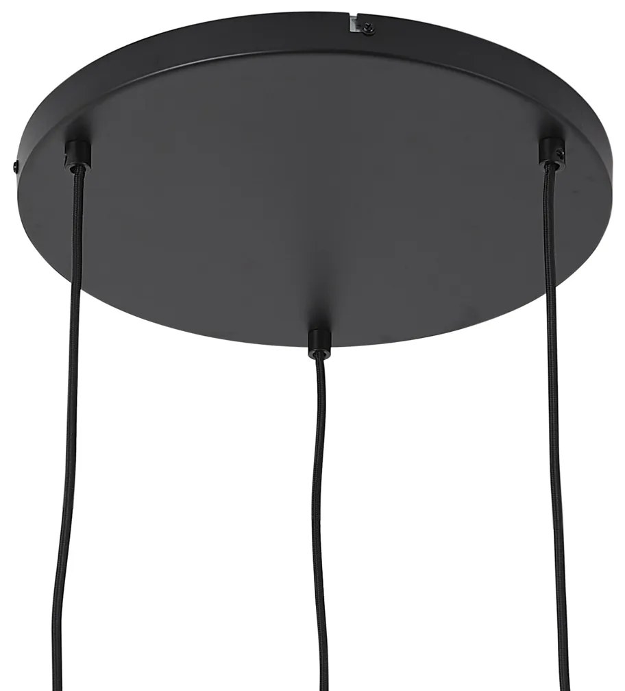 Candeeiro suspenso preto com vidro âmbar, fumê e transparente 3 luzes - Elena