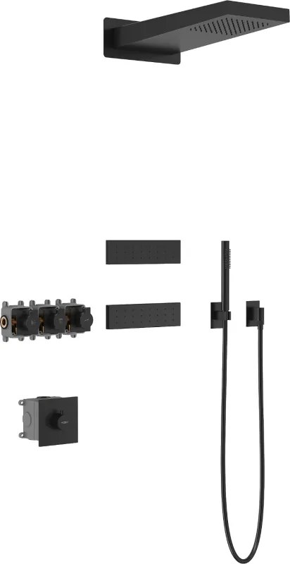 Mexen Fall conjunto de chuveiro embutido, preto - 7602-04-70