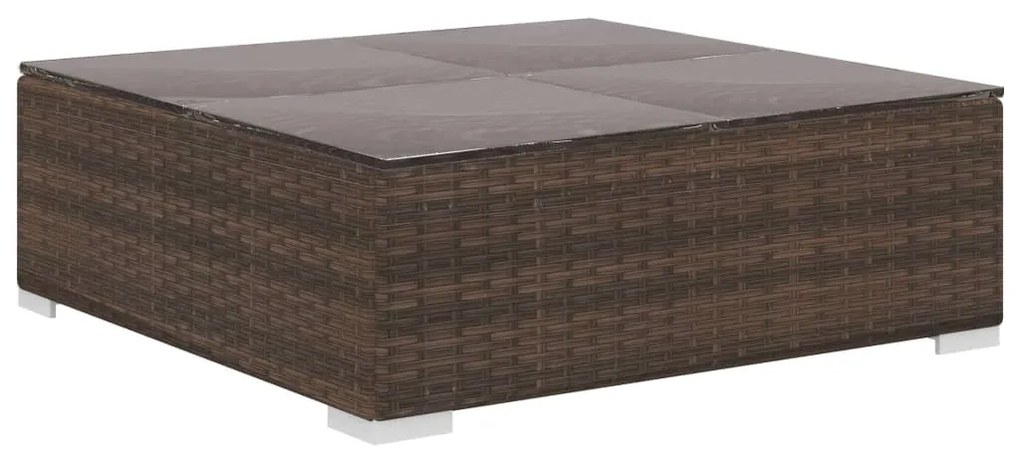 12 pcs conjunto lounge jardim c/ almofadões vime PE castanho