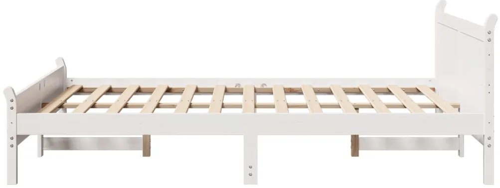 Cama sem colchão 160x200 cm madeira de pinho maciça branco
