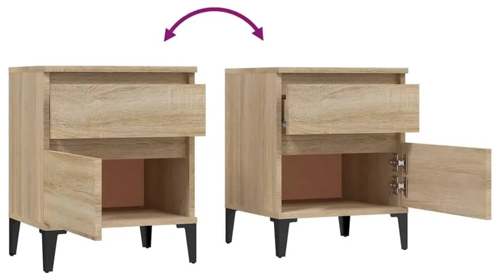 Mesas de cabeceira 2 pcs 40x35x50 cm carvalho sonoma