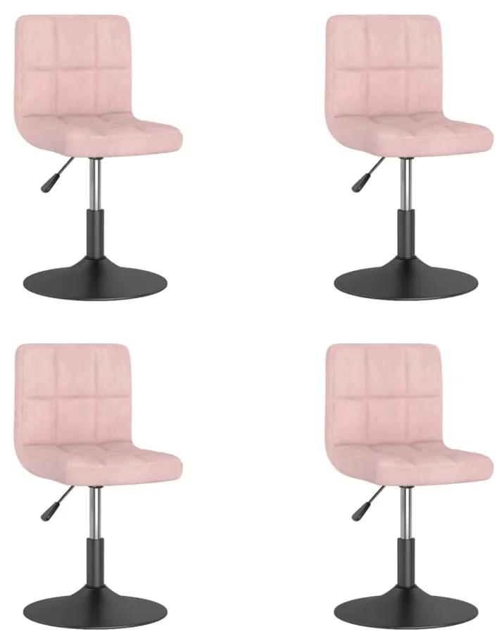 3087486 vidaXL Cadeiras de jantar giratórias 4 pcs veludo rosa