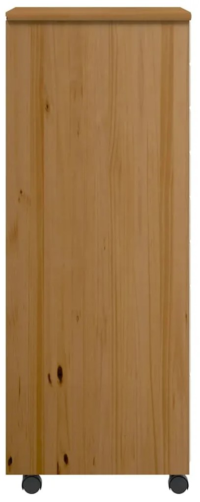 Armário c/ rodas e gavetas MOSS pinho maciço castanho-mel