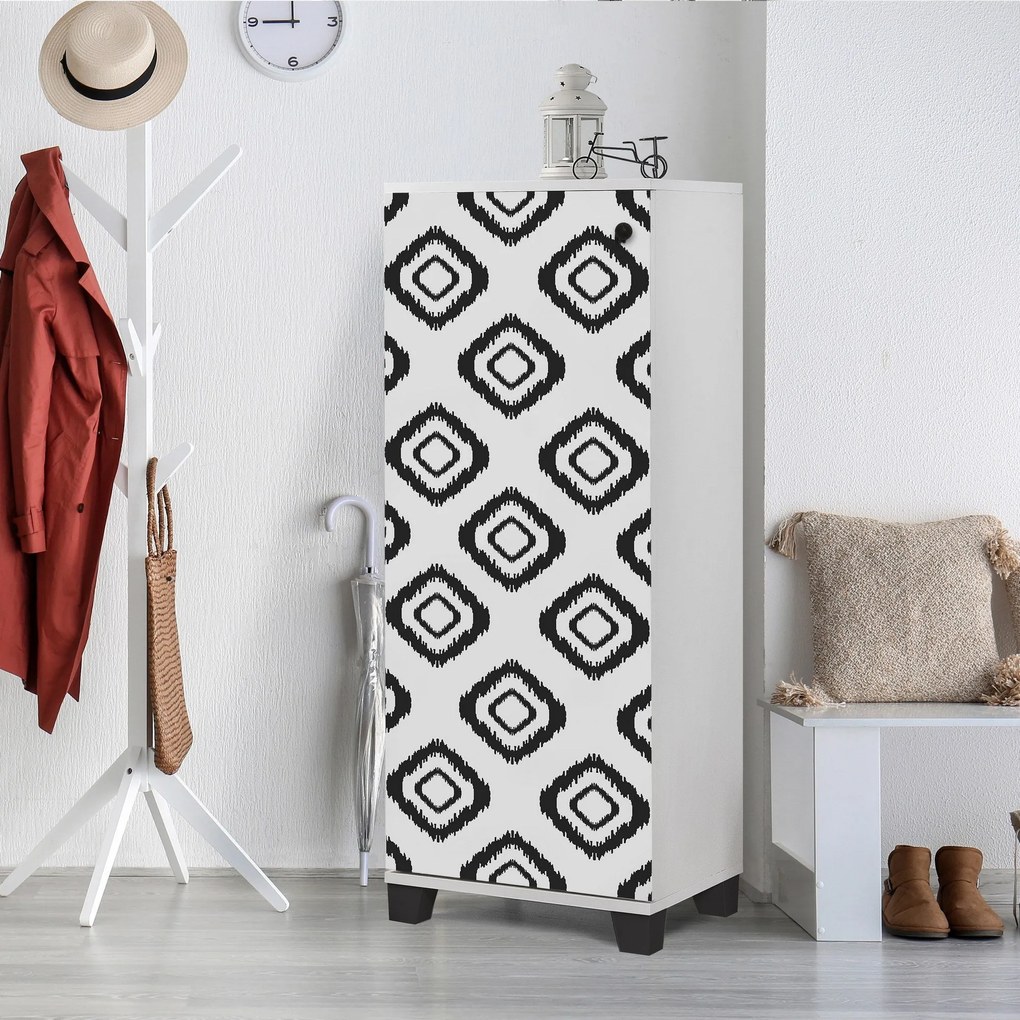 Sapateira Filinta – Branco/Preto – 50x127x38 cm