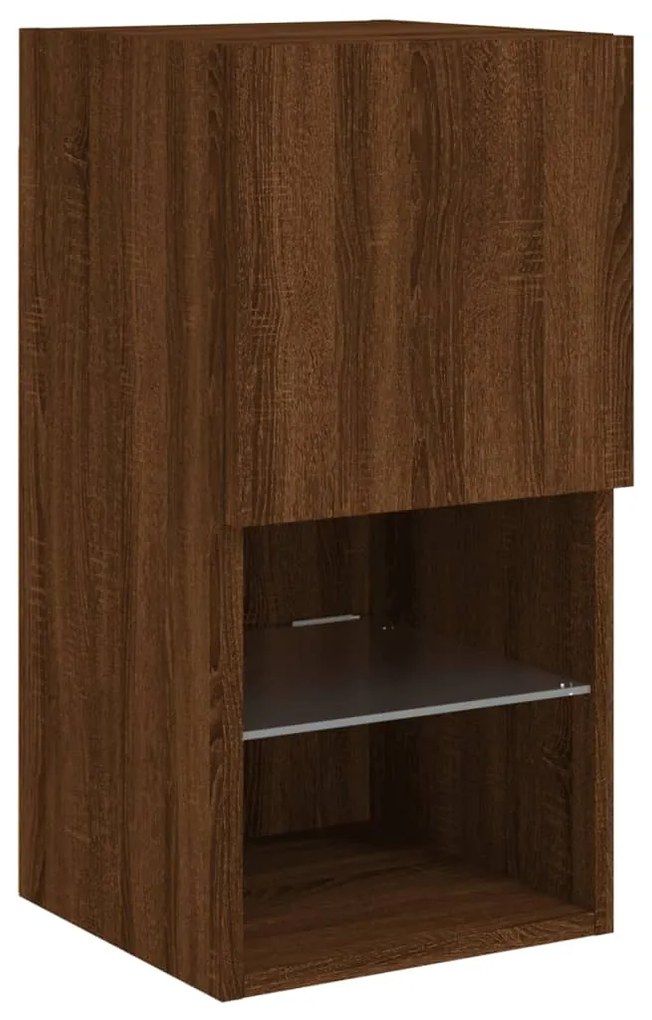 Móvel de TV com luzes LED 30,5x30x60 cm carvalho castanho