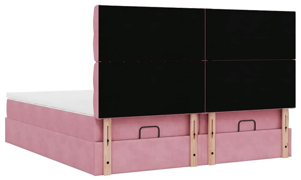 Estrutura de cama otomana com colchões 180x200 cm veludo rosa