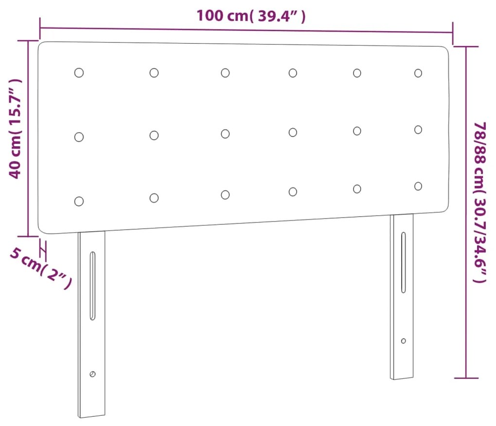 Cabeceira de cama c/luzes LED veludo 100x5x78/88 cm cinza-claro