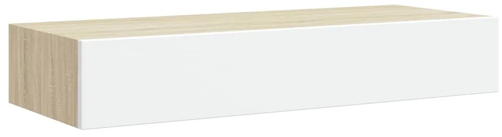 Prateleira de parede c/ gaveta MDF 60x23,5x10cm carvalho/branco