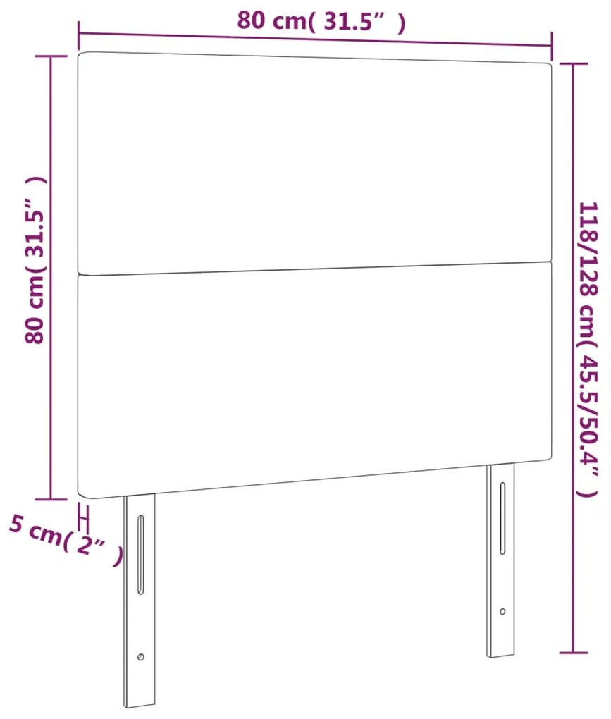 Cabeceira de cama c/ luzes LED veludo 80x5x118/128 cm rosa