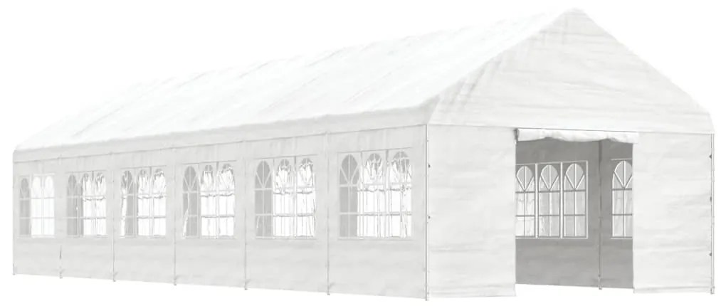 Gazebo com telhado 13,38x4,08x3,22 m polietileno branco