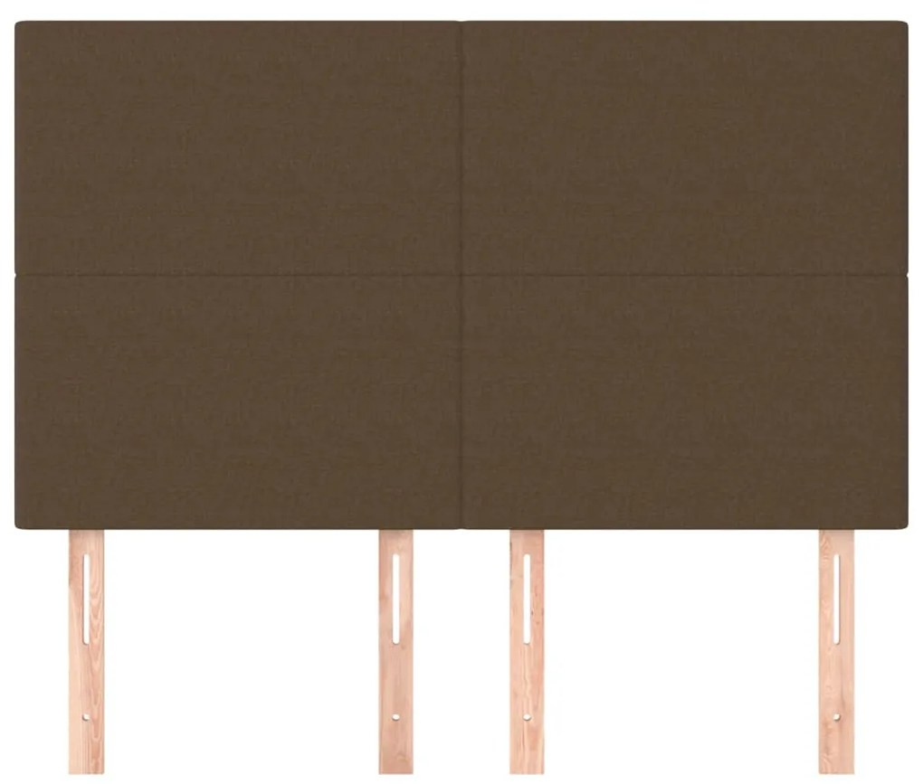 Cabeceira de cama 4 pcs tecido 72x5x78/88 cm castanho-escuro
