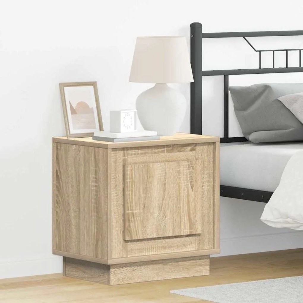 Mesa de cabeceira com luzes LED Carvalho Sonoma 44x34,5x45 cm