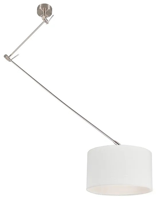 Candeeiro de suspensão em aço com abajur 35 cm branco ajustável - Blitz Moderno