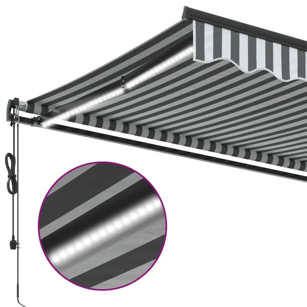 Toldo retrátil automático com LEDs 500x350 cm antracite/branco