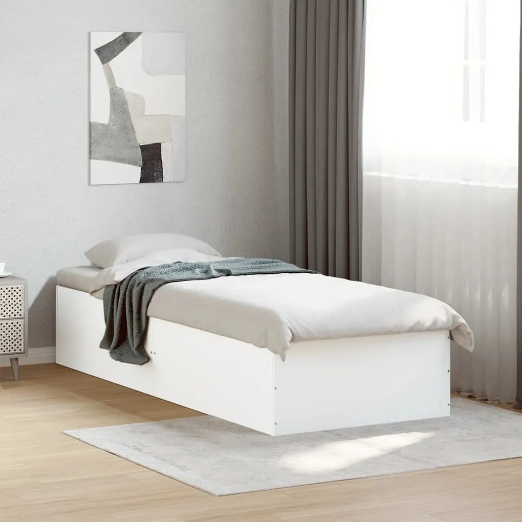 Estrutura de cama 100x200 cm derivados de madeira branco