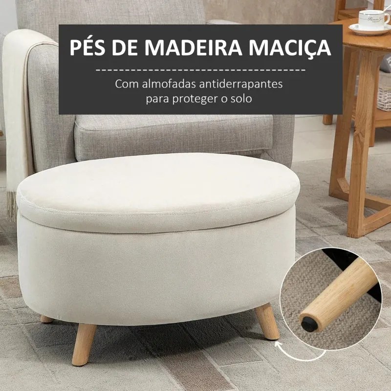 Banco Otomano com Arrumação/Baú– Julici – 71x51,5x42 cm – Bege