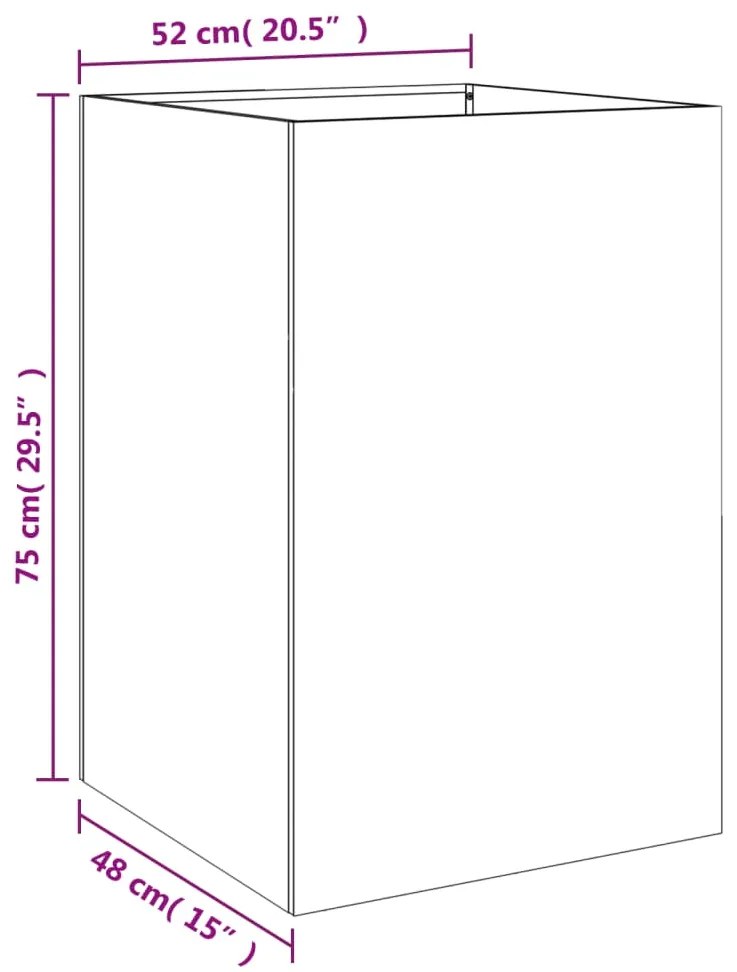 Vaso/floreira 52x48x75 cm aço laminado a frio antracite