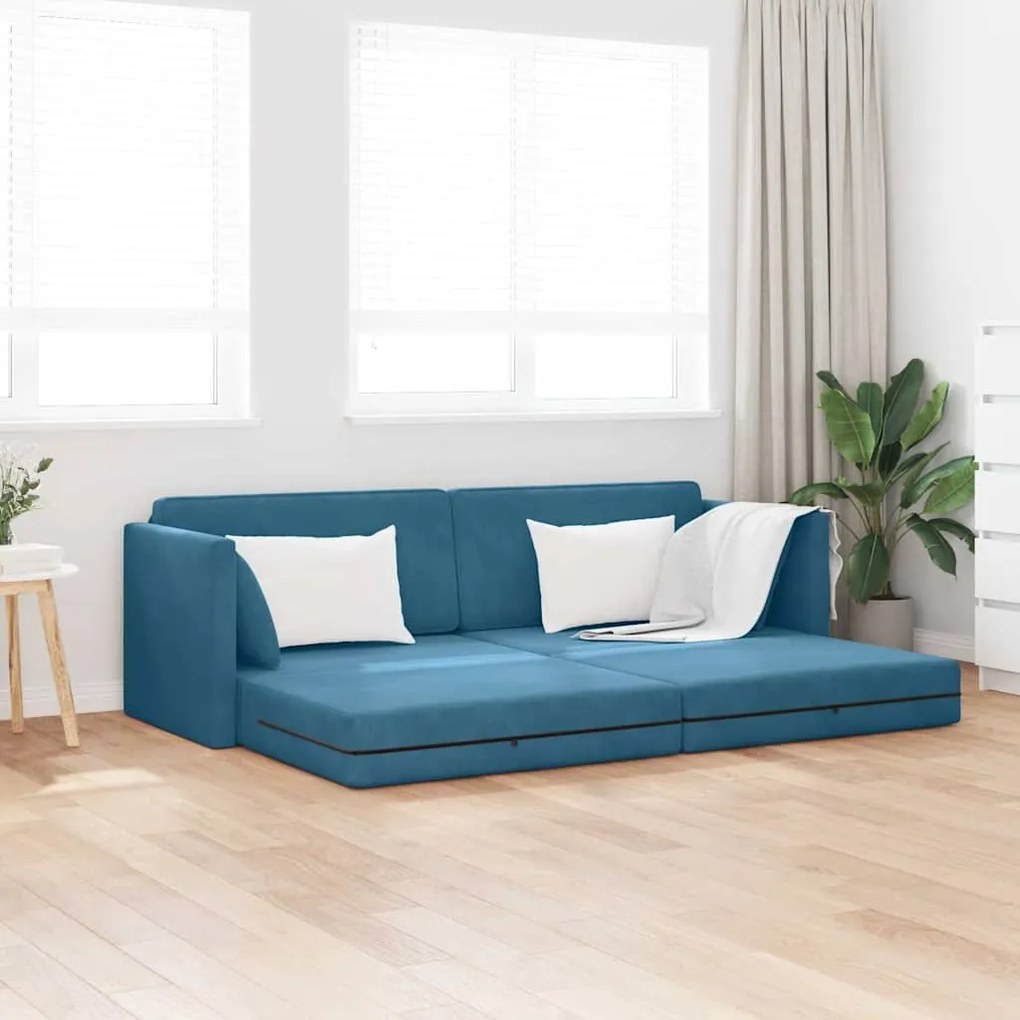 vidaXL Sofá-cama de chão 200cm Azul Veludo